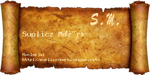 Suplicz Márk névjegykártya